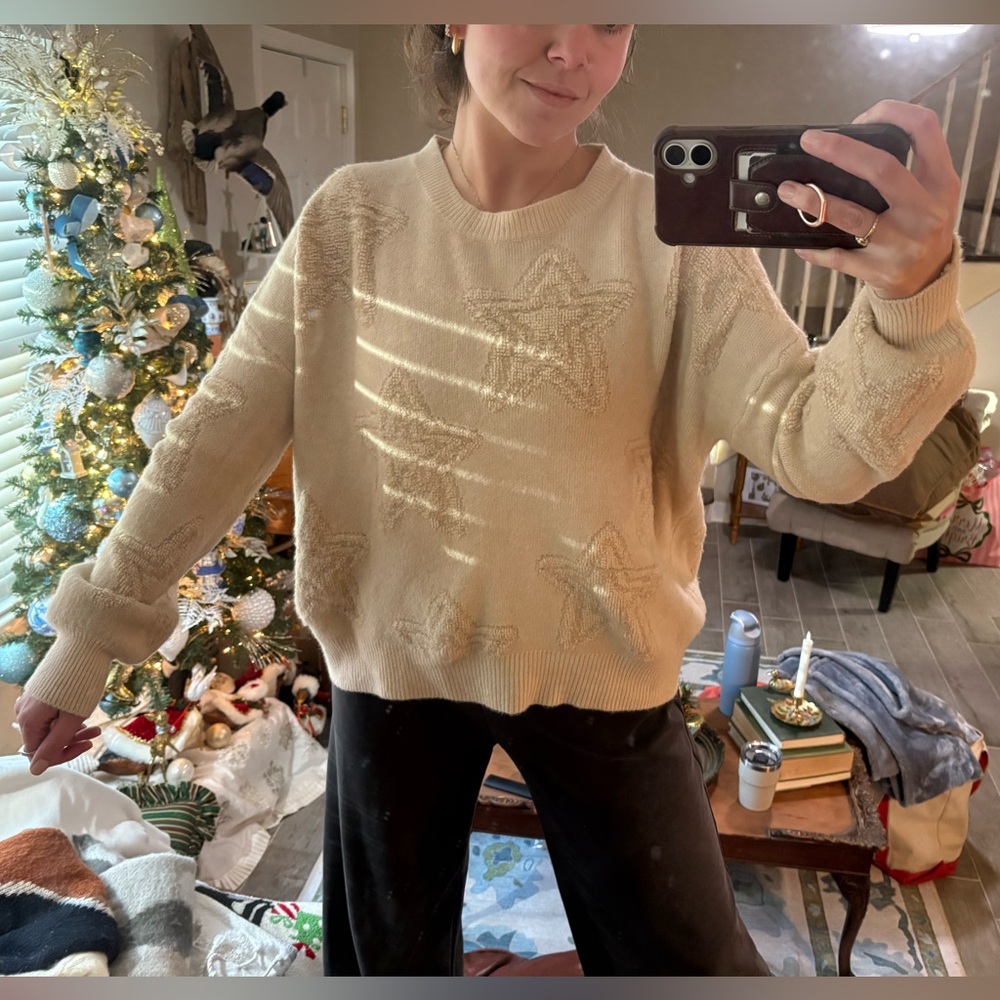 Elegant Cream Star Sweater